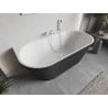 Mexen Oris Free-Standing Wall-Adjacent Ribbed Bathtub 170 x 80 cm, White/Grey, White Overflow - 52871708062-20