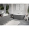 Mexen Oris Free-Standing Wall-Adjacent Ribbed Bathtub 170 x 80 cm, White/Grey, White Overflow - 52871708062-20