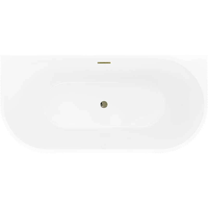 Mexen Oris free-standing wall-adjacent fluted bathtub 170 x 80 cm, white/grey, gold overflow - 52871708062-50
