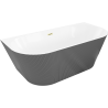 Mexen Oris free-standing wall-adjacent fluted bath 170 x 80 cm, white/grey, gold brushed overflow - 52871708062-55