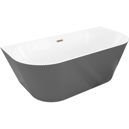 Mexen Oris vrijstaande geribbelde wandbadkuip 170 x 80 cm, wit/grijs, overloop roze goud - 52871708062-60