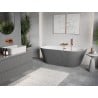 Mexen Oris freistehende wandstehende geriffelte Wanne 170 x 80 cm, weiß/grau, Überlauf Roségold - 52871708062-60