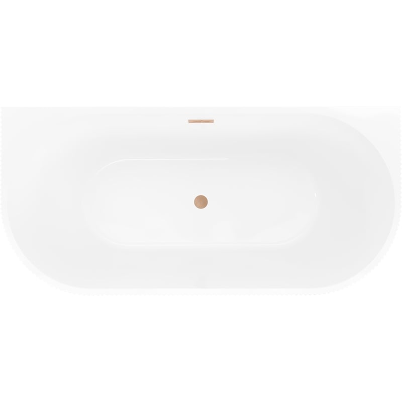 Mexen Oris freestanding wall-adjacent grooved bathtub 170 x 80 cm, white/gray, brushed copper overflow - 52871708062-65