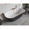 Mexen Oris baignoire autoportante adossée cannelée 170 x 80 cm, blanche/grise, trop-plein en cuivre brossé - 52871708062-65