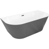 Mexen Oris freestanding wall-adjacent ribbed bath 170 x 80 cm, white/grey, black overflow - 52871708062-70