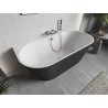 Mexen Oris wanna wolnostojąca przyścienna ryflowana 170 x 80 cm, biała/szara, przelew chrom - 52871708062-01
