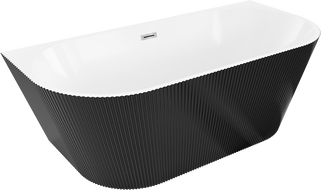 Mexen Oris free-standing ribbed wall-mounted bathtub 170 x 80 cm, white/black, chrome overflow - 52871708075-01