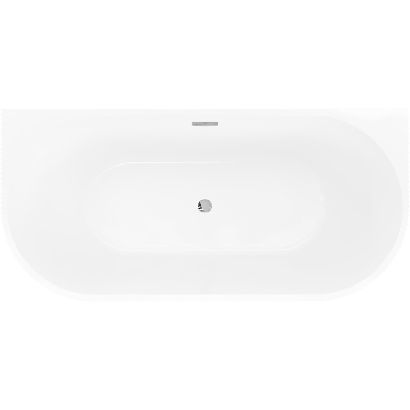Mexen Oris baignoire autoportante contre le mur rainurée 170 x 80 cm, blanche/noire, trop-plein chromé - 52871708075-01