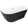Mexen Oris free-standing wall-side fluted bathtub 170 x 80 cm, white/black, gold overflow - 52871708075-50