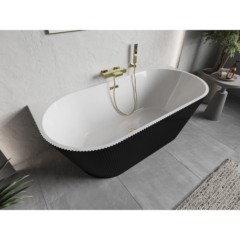 Mexen Oris vanni vaba seisev rüüstatud 170 x 80 cm, valge/must, ülevool kuldne - 52871708075-50