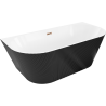 Mexen Oris freestanding ribbed wall-adjacent bath 170 x 80 cm, white/black, rose gold overflow - 52871708075-60