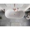 Mexen Oris baignoire autoportante murale rainurée 170 x 80 cm, blanche/noire, trop-plein or rose - 52871708075-60