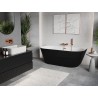 Mexen Oris vasca da bagno freestanding addossata zigrinata 170 x 80 cm, bianca/nera, troppopieno oro rosa - 52871708075-60