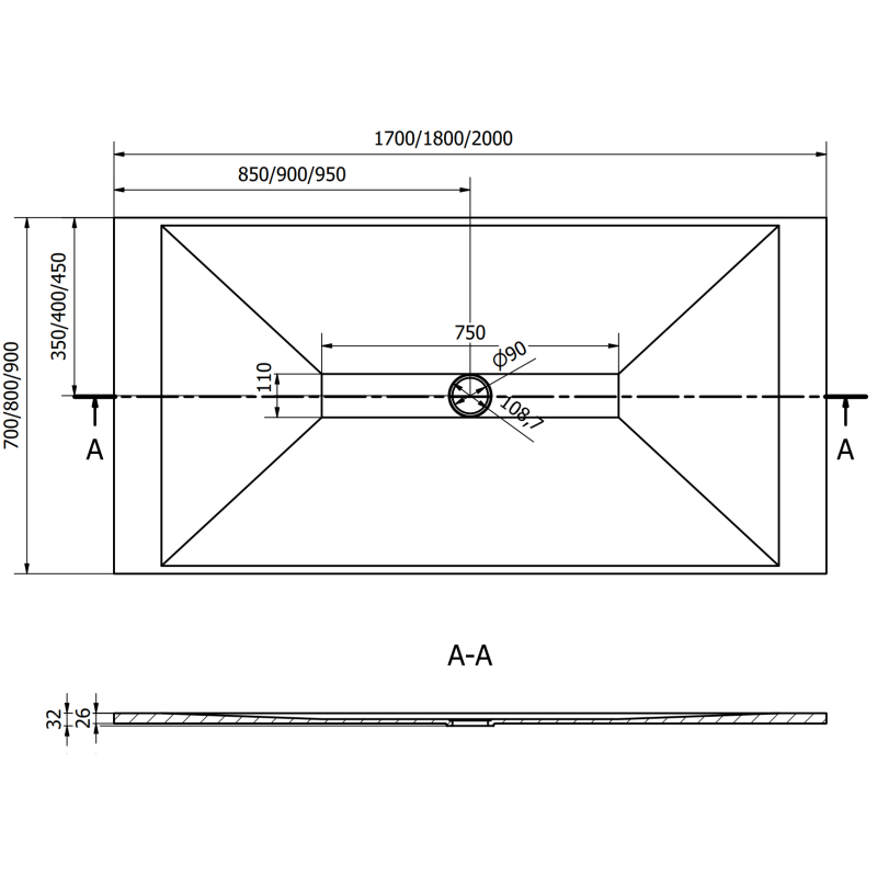 Mexen Toro rechteckige Duschwanne SMC 200 x 90 cm, weiß - 43109020