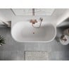 Mexen Oris freistehende wandnahe, geriffelte Badewanne 170 x 80 cm, weiß/schwarz, Überlauf gebürstetes Kupfer - 52871708075-65