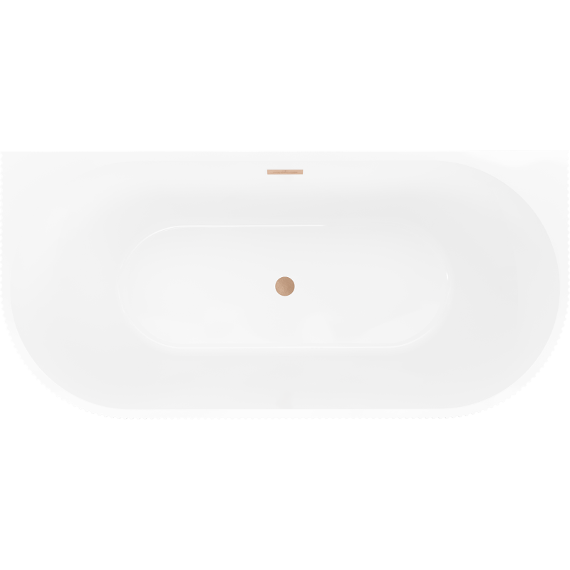 Mexen Oris freestanding wall-adjacent grooved bathtub 170 x 80 cm, white/black, brushed copper overflow - 52871708075-65