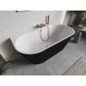 Mexen Oris freistehende wandnahe, geriffelte Badewanne 170 x 80 cm, weiß/schwarz, Überlauf gebürstetes Kupfer - 52871708075-65