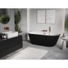 Mexen Oris freistehende wandnahe, geriffelte Badewanne 170 x 80 cm, weiß/schwarz, Überlauf gebürstetes Kupfer - 52871708075-65
