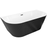 Mexen Oris freestanding ribbed wall bathtub 170 x 80 cm, white/black, black overflow - 52871708075-70