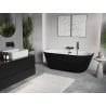 Mexen Oris freistehende geriffelte Wanne an der Wand 170 x 80 cm, weiß/schwarz, schwarzer Überlauf - 52871708075-70