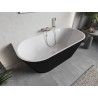 Mexen Oris baignoire autoportante en niche rainurée 170 x 80 cm, blanche/noire, trop-plein nickel brossé - 52871708075-97