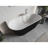 Mexen Oris free-standing ribbed wall bath 170 x 80 cm, white/black, brushed nickel overflow - 52871708075-97