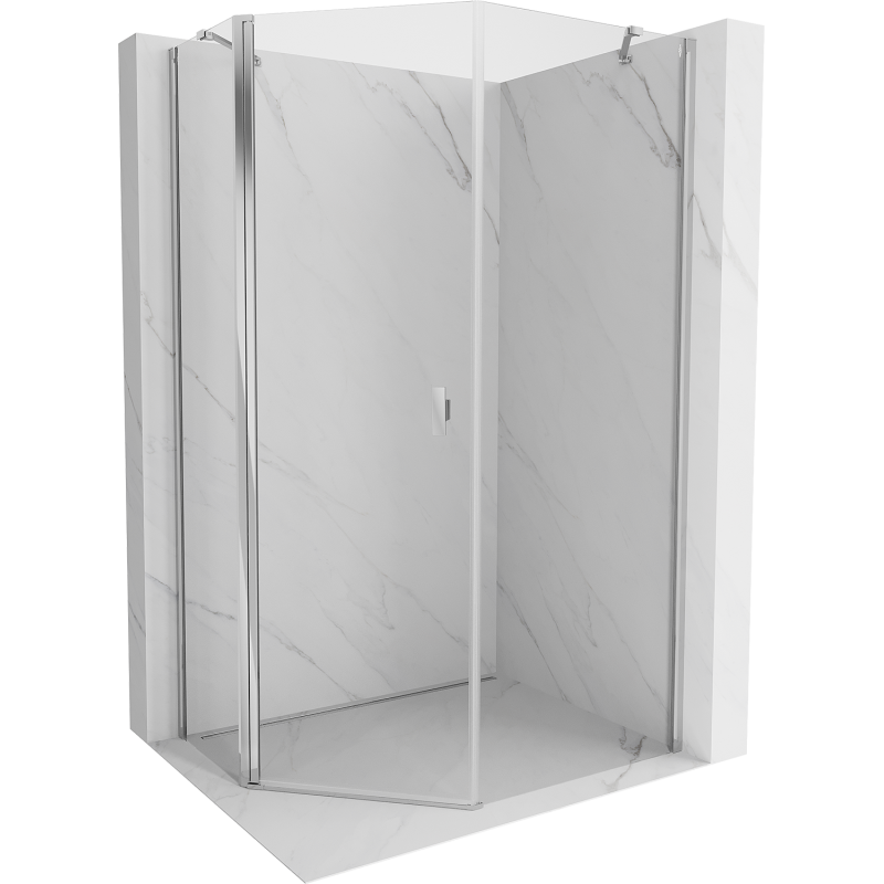 Mexen Mist cabine de douche pentagonale asymétrique pivotante 80 x 90 cm, transparent, chrome - 8A8-080-090-01-00