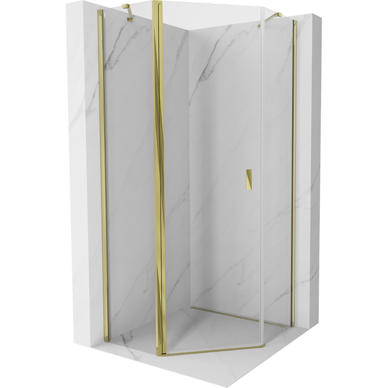 Mexen Mist cabine de douche pentagonale pivotante 80 x 80 cm, transparent, or - 8A8-080-080-50-00