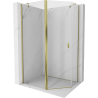 Mexen Mist asymmetrische vijfhoekige douchecabine scharnierend 90 x 80 cm, transparant, goud - 8A8-090-080-50-00