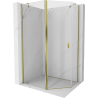 Mexen Mist fünfeckige asymmetrische Duschkabine, klappbar 90 x 80 cm, transparent, gold - 8A8-090-080-50-00