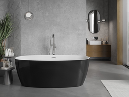 Mexen Lira freistehende Badewanne Muster 170 x 80 cm, weiß/schwarz, Überlauf chrom - 52831708075-01