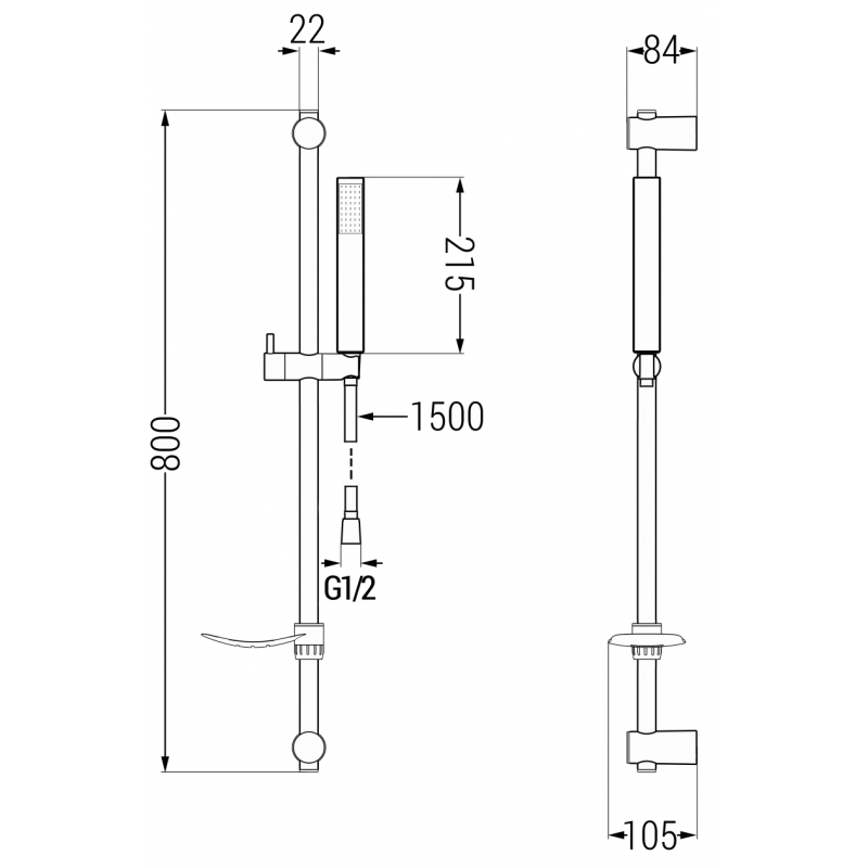 Mexen DF77 skjutbar duschset, svart - 785774582-70