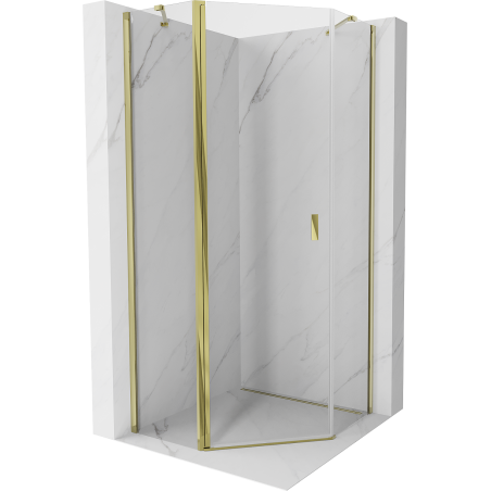 Mexen Mist pentagonal shower enclosure with hinged door 90 x 90 cm, transparent, gold - 8A8-090-090-50-00