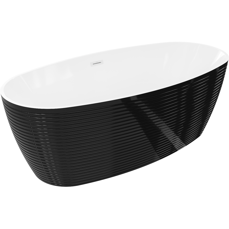 Mexen Lira freistehende Badewanne Muster 170 x 80 cm, weiß/schwarz, Überlauf weiß- 52831708075-20