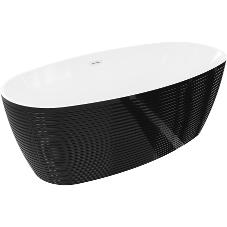 Mexen Lira baignoire îlot motif 170 x 80 cm, blanc/noir, trop-plein blanc- 52831708075-20