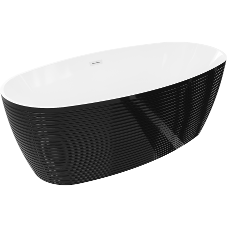 Mexen Lira vrijstaande badkuip patroon 170 x 80 cm, wit/zwart, witte overloop - 52831708075-20