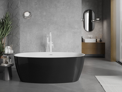 Mexen Lira freistehende Badewanne Muster 170 x 80 cm, weiß/schwarz, Überlauf weiß- 52831708075-20