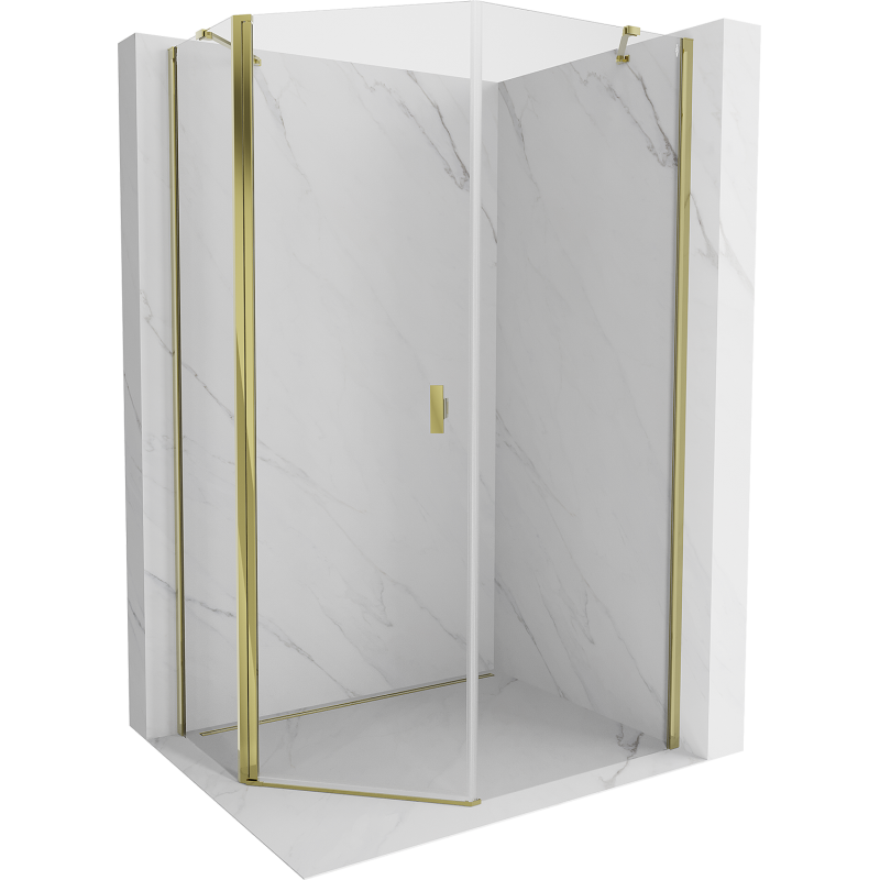 Mexen Mist cabine de douche pentagonale asymétrique pivotante 80 x 100 cm, transparent, doré - 8A8-080-100-50-00