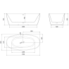 Mexen Lira freistehende Badewanne Design 170 x 80 cm, weiß/schwarz, Überlauf gold - 52831708075-50