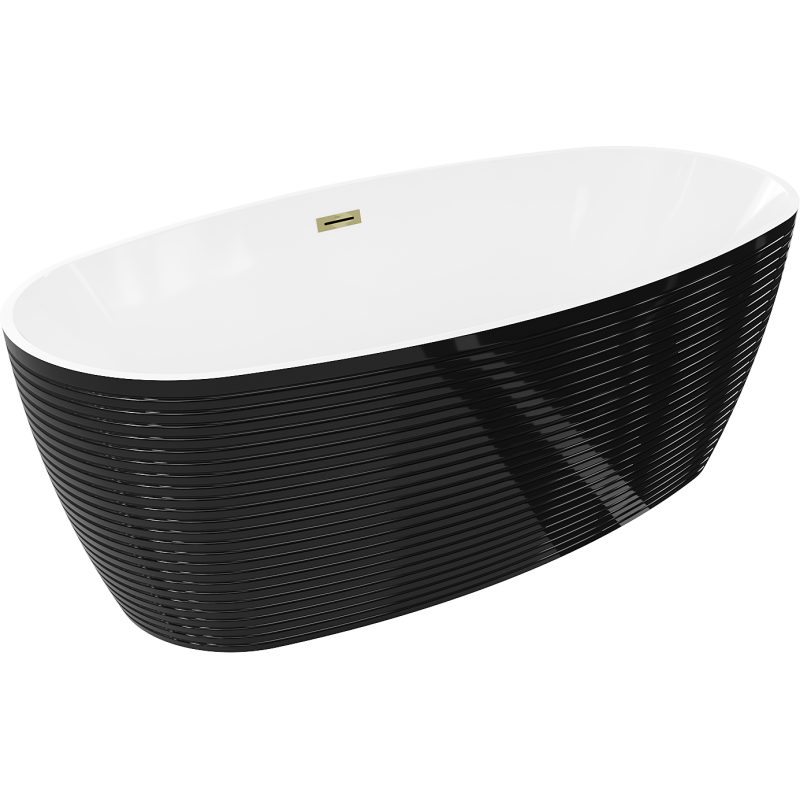Mexen Lira freestanding bath pattern 170 x 80 cm, white/black, gold overflow - 52831708075-50