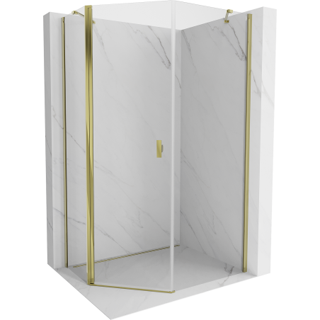 Mexen Mist cabine de douche pentagonale asymétrique pivotante 90 x 100 cm, transparent, or - 8A8-090-100-50-00