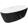 Mexen Lira baignoire autoportante motif 170 x 80 cm, blanc/noir, trop-plein doré brossé - 52831708075-55
