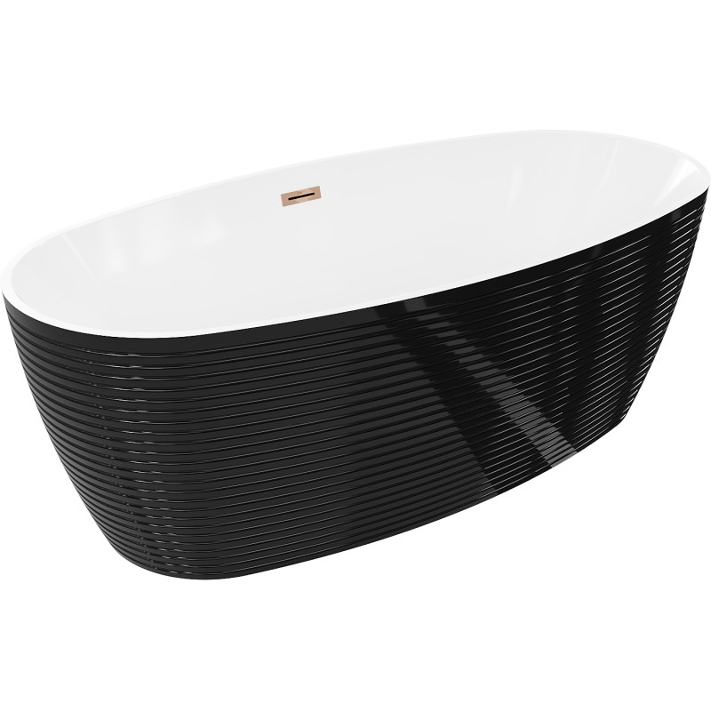Mexen Lira wanna wolnostojąca wzór 170 x 80 cm, biała/czarna, przelew różowe złoto - 52831708075-60