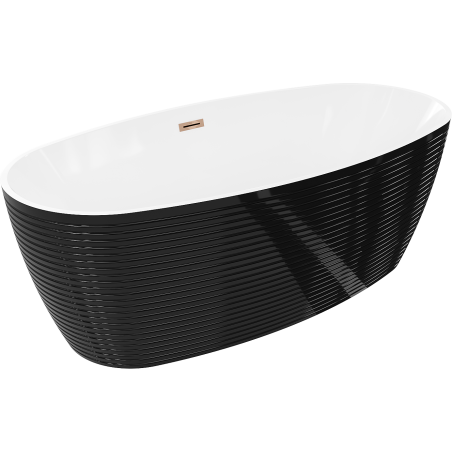 Mexen Lira freestanding bathtub pattern 170 x 80 cm, white/black, overflow rose gold - 52831708075-60