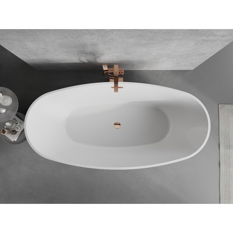 Mexen Lira wanna wolnostojąca wzór 170 x 80 cm, biała/czarna, przelew różowe złoto - 52831708075-60