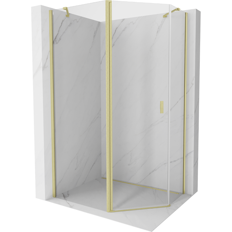Mexen Mist cabine de douche pentagonale asymétrique battante 100 x 80 cm, transparente, or brossé - 8A8-100-080-55-00
