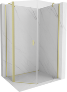 Mexen Mist fünfeckige asymmetrische Duschkabine 80 x 90 cm, transparent, gebürstetes Gold - 8A8-080-090-55-00