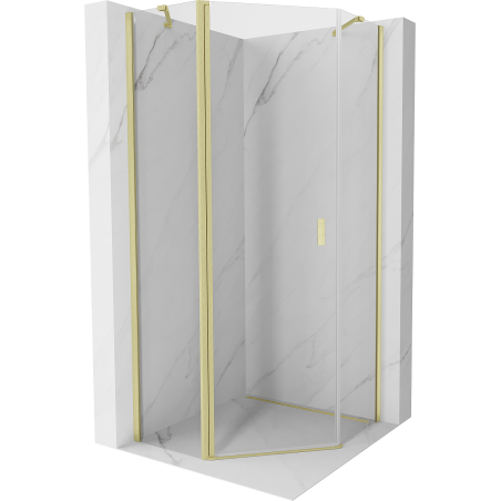 Mexen Mist cabine de douche pentagonale pivotante 100 x 100 cm, transparent, or brossé - 8A8-100-100-55-00