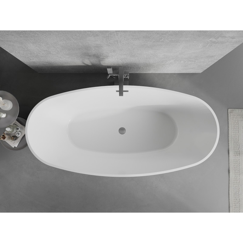 Mexen Lira wanna wolnostojąca wzór 170 x 80 cm, biała/czarna, przelew czarny - 52831708075-70