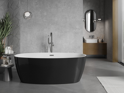 Mexen Lira freistehende Badewanne Design 170 x 80 cm, weiß/schwarz, schwarzer Überlauf - 52831708075-70